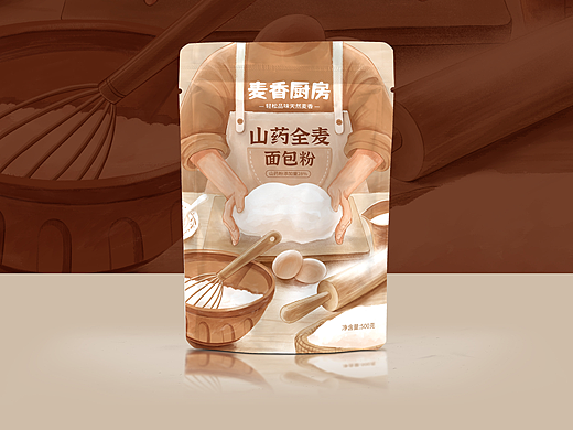 全麦面包粉插画包装设计