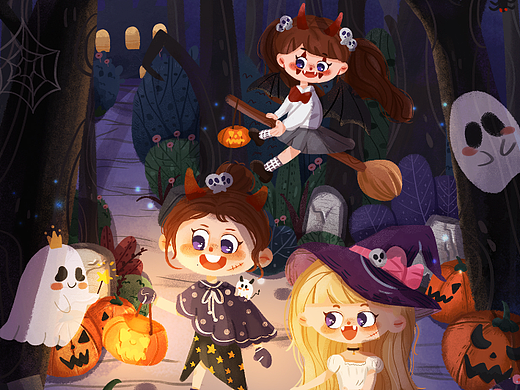 小魔女的狂欢（个人主页-ZNjI4ODgwNzI=） - 商业插画 - 站酷设计师辣酱爱画画原创素材 - 站酷ZCOOL