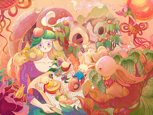 兔桃兔桃新年图