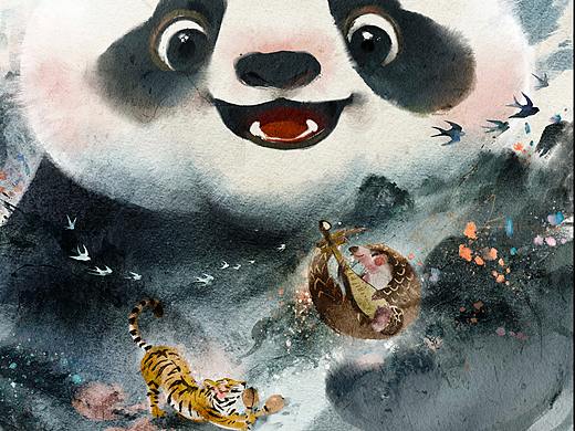 画一个大熊猫和他的小伙伴们