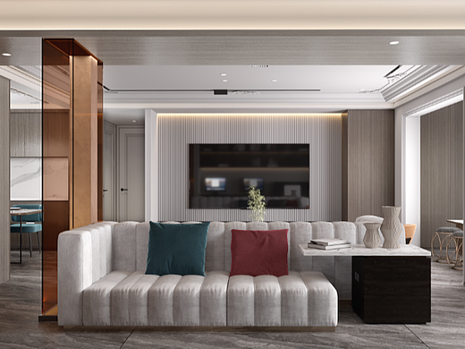 90后辣妈的现代法式 最酷的承重柱处理手法