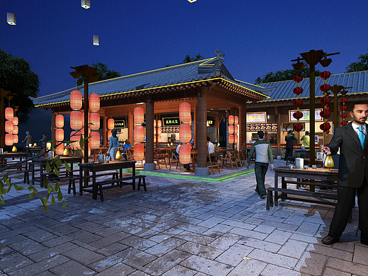 夜景瓦岗小吃街