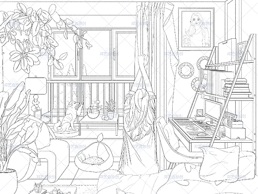 《生活里的某一天》线稿（个人主页-ZNjQ4NDExODQ=） - 创作习作 - 站酷设计师邓艺合呀原创素材 - 站酷ZCOOL