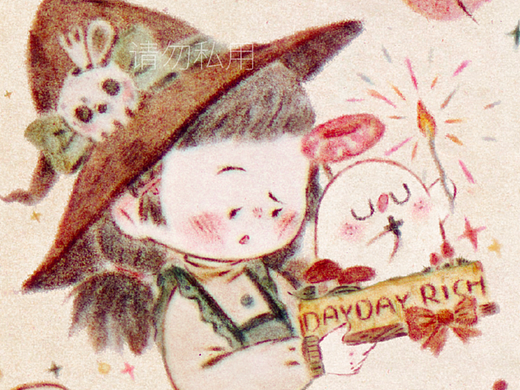 「小魔女与黑猫」人物插画 X 贴纸