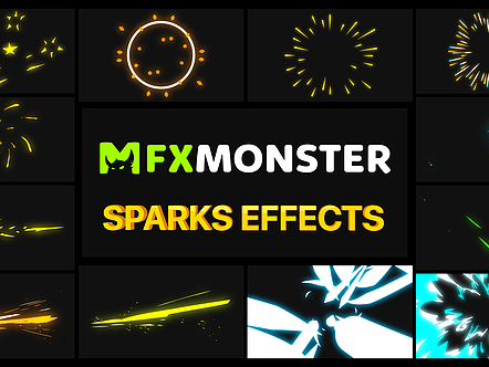 AE模板|简约动态火花效果动漫卡通标题介绍音乐会儿童