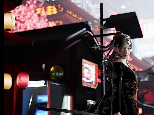 C4D和风赛博朋克练习