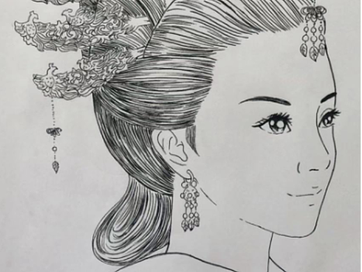 古风美女头像线描