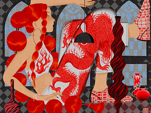《五行》系列新中式风格系列人物插画作品