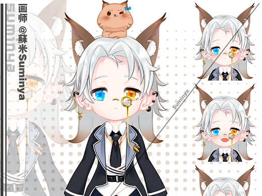 虚拟主播形象设计-【猞猁猫执事】立绘+LIVE2D