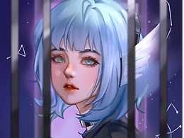 半厚涂少女插畫