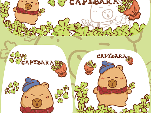 幸運加倍卡皮巴拉（個人主頁-ZNjc1MDQ0NzY=） - 商業(yè)插畫 - 站酷設(shè)計師芭布薩原創(chuàng)素材 - 站酷ZCOOL