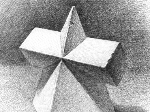 石膏几何体贯穿体绘画