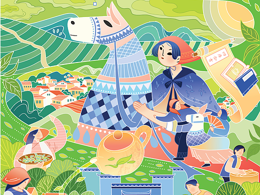 东穆坞国潮插画 矢量 ai 