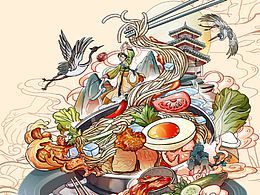 美食系列插画-朝鲜冷面