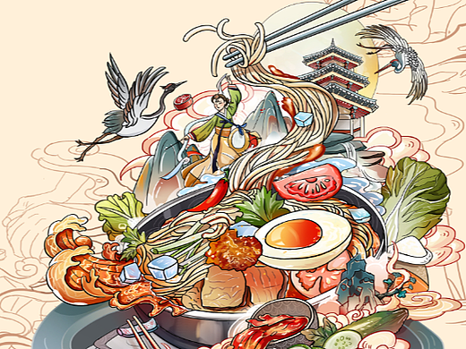 美食系列插画-朝鲜冷面