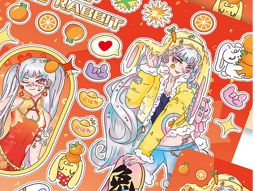 原創(chuàng)貼紙 |兔年大??（個人主頁-ZNjI5NzczMzI=） - 商業(yè)插畫 - 站酷設(shè)計師可可莉可原創(chuàng)素材 - 站酷ZCOOL