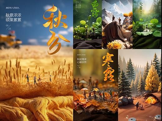 节气海报-布料服饰与场景结合
