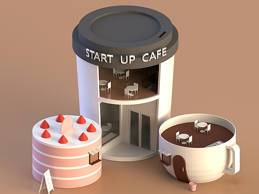 可乐咖啡蛋糕建模