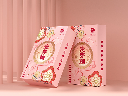 食品包装盒、高端喜庆大气、麦芽糖包装盒