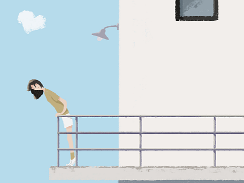 七月份插画《在阳台》