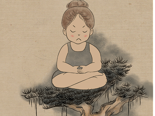 不吃也不胖国画风插画