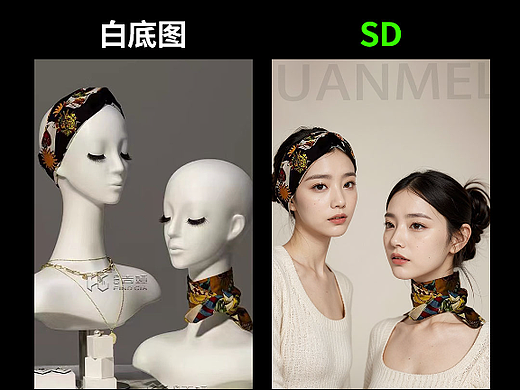  AI-写实头巾围巾模特