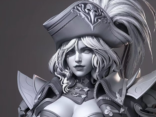 次时代建模-美型角色3d模型海盗大姐姐