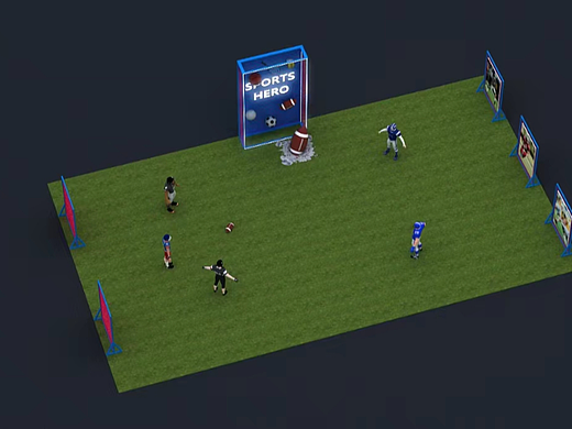 橄榄球比赛场景打卡区设计3D效果图