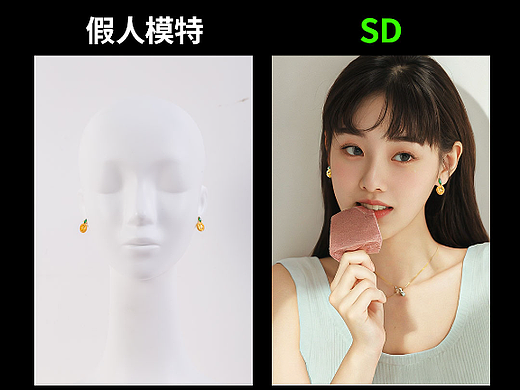 AI-写实生成橘子耳钉模特