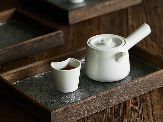 复古海棠花实木托盘  丨茶具