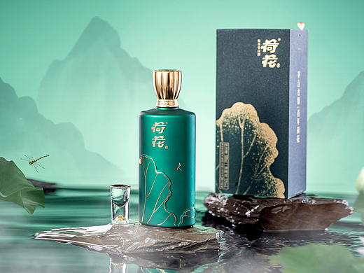 产品摄影-白酒拍摄-荷花-墨玉