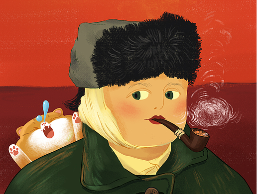 猫主子带我穿越名画-系列插画