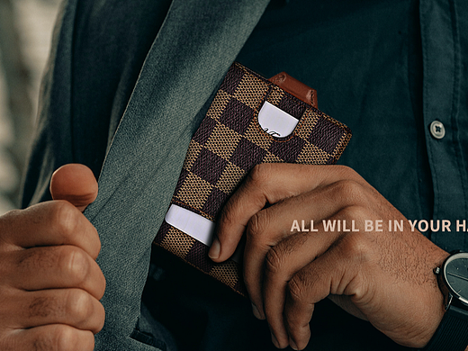 亚马逊格子纹弹簧夹钱包