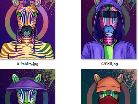 斑马动物拟人潮酷系列图