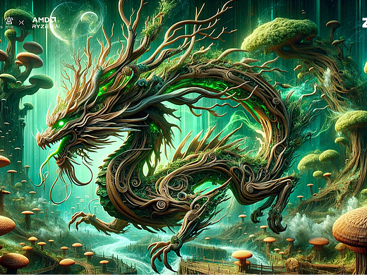 木龙年 孟章君 龙下凡 木龙降临翠影舞 林间风起云随徐