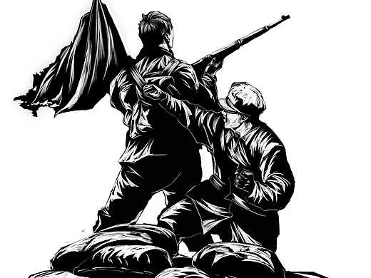 抗战版画单人物