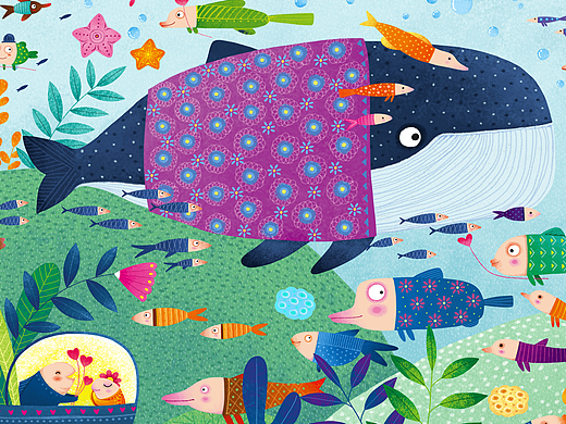 儿童拼图玩具插画 海底鱼类奇幻世界