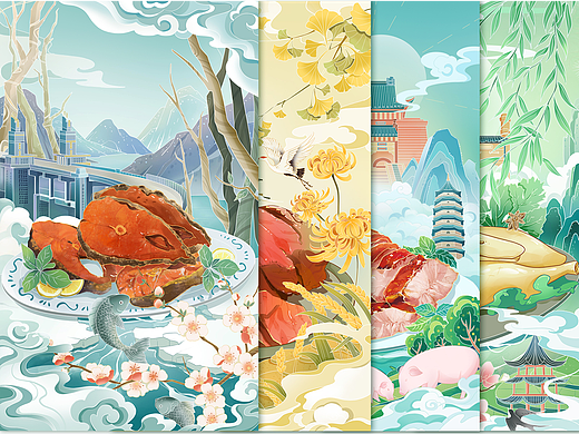 四季|食品包装国风插画