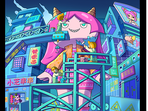 我的小镇（个人主页-ZNjIzMTA3NTI=） - 商业插画 - 站酷设计师红帽子大灰狼原创素材 - 站酷ZCOOL