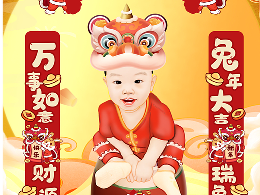 画儿子贺新年