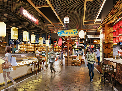 中式室內(nèi)美食街（個人主頁-ZNjE5MDk5MjQ=） - 建筑/空間 - 站酷設(shè)計師逐夢TiH原創(chuàng)素材 - 站酷ZCOOL