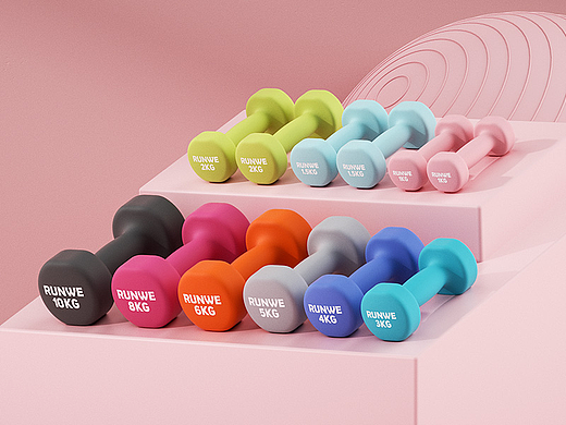 健身器材哑铃/壶铃/棒铃/按摩器产品主图/车图渲染