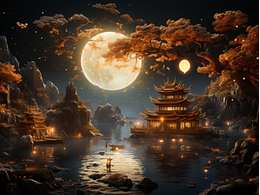 AI创作——基于Midjourney的中秋夜晚场景制作