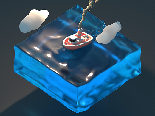C4D-李翔老师小场景临摹-漂浮小船
