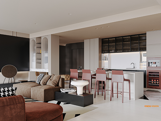 奶油风混搭家装CR8.2渲染作品/靠背视觉表现