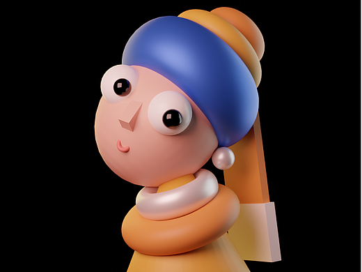Blender练习：戴珍珠耳环的少女