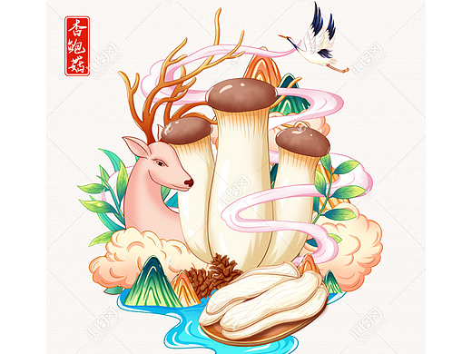 杏鲍菇插画手绘