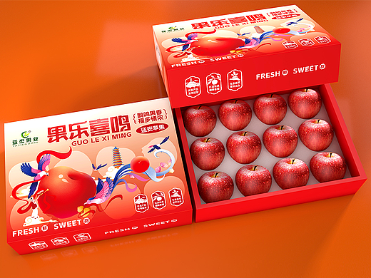 箱盒汇 | 水果礼盒包装，鹊鸣果香，福多情浓