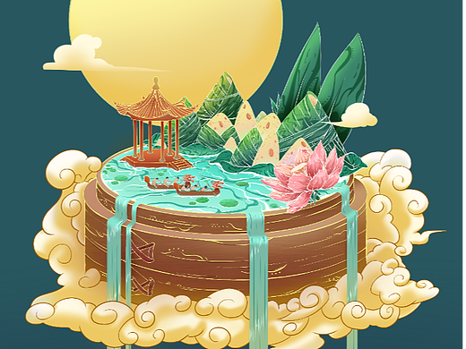 国风海报插画-端午节（个人主页-ZNjAxNTg5OTI=） - 商业插画 - 站酷设计师插画家黑叶原创素材 - 站酷ZCOOL