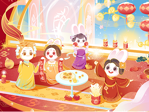 玉兔赐福｜兔年春节插画